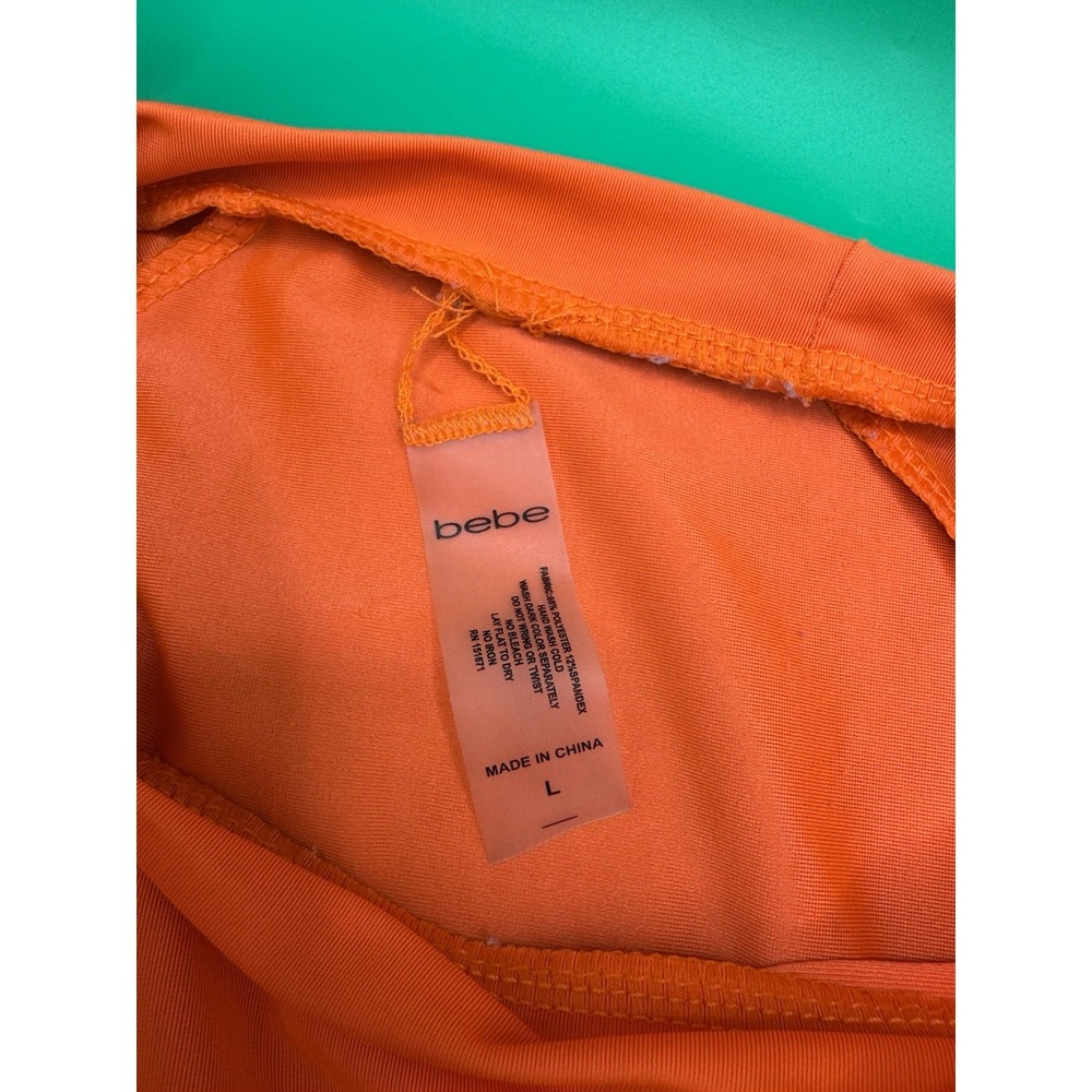 Bebe Sporty Long Sleeve Orange Top Athleisure Activewear Casual Trendy Large - Picture 4 of 6